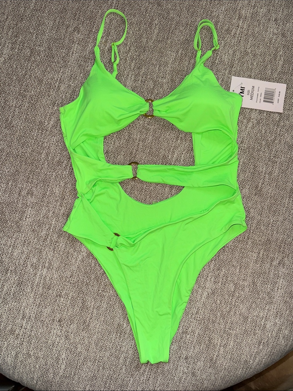 YMI Neon Lime Cutout One-Piece Swimsuit